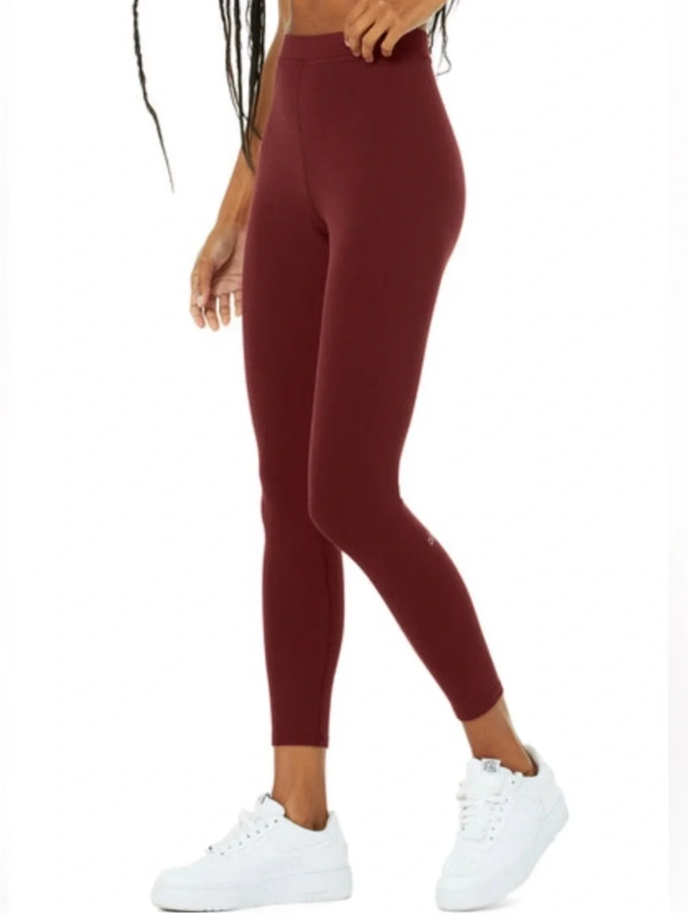 Alo Yoga Blissful Leggings Ribbed High Waist 7/8 Women’s Size Small In Red